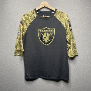 Nike NFL Raiders Salute To Service Dri-Fit Camo Sleeve Raglan Shirt L